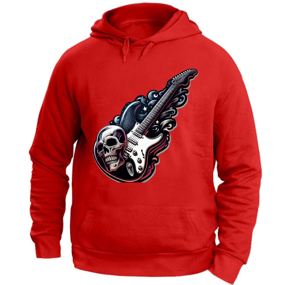Felpa con Cappuccio Unisex Large linea chitarra rock
