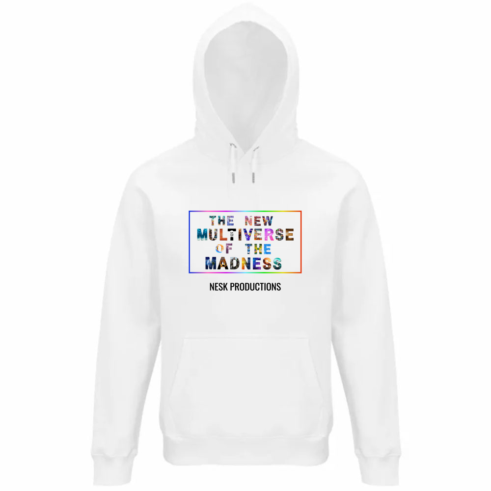 Felpa Organica Unisex Cappuccio T-Shirt of Multiverse a Sfondo Bianco