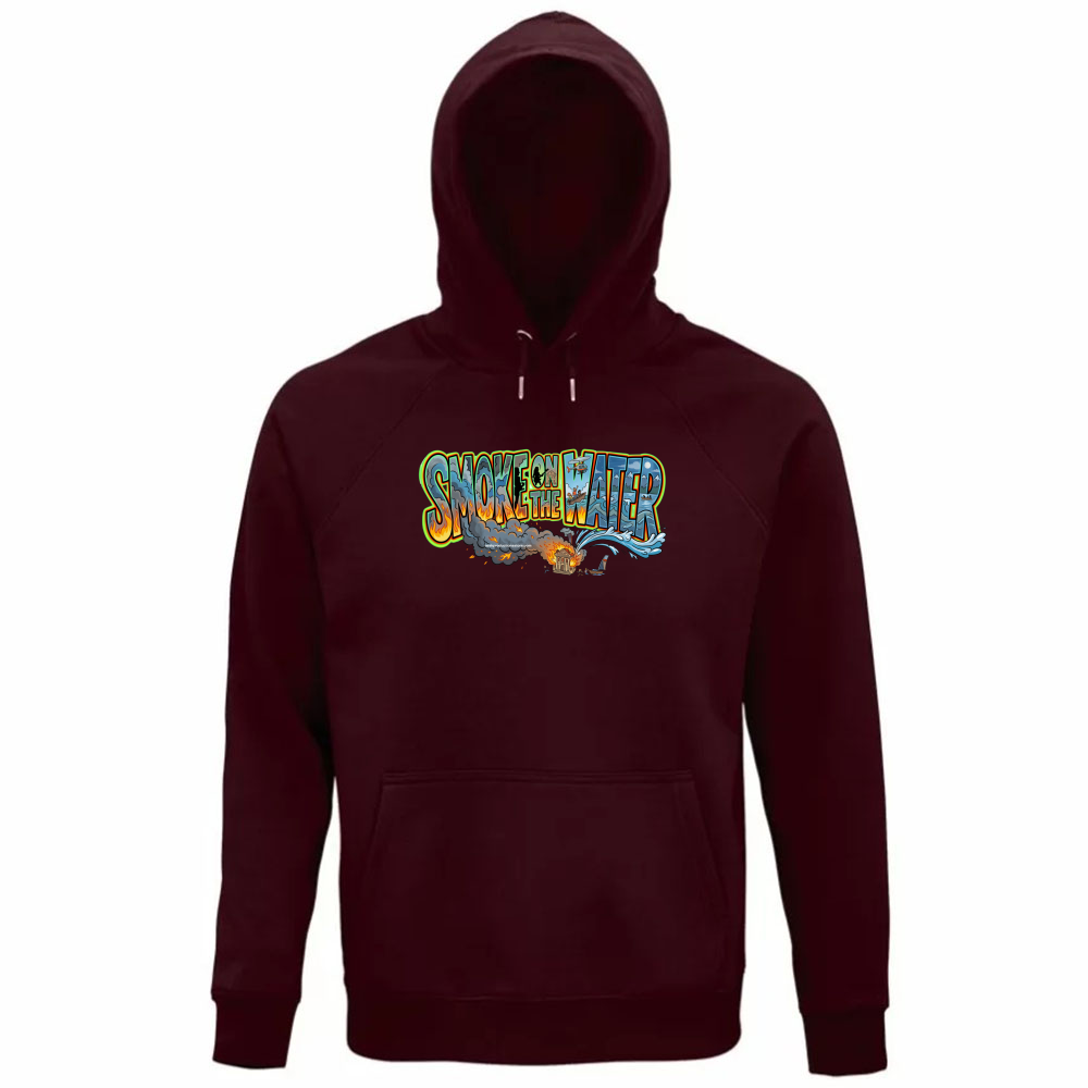 Felpa Organica Unisex Cappuccio linea smoke on the water A