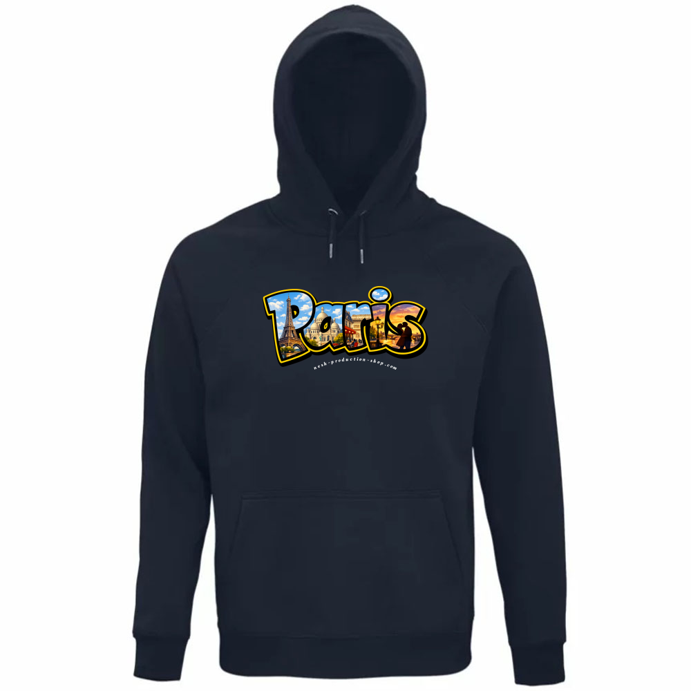 Felpa Organica Unisex Cappuccio linea paris
