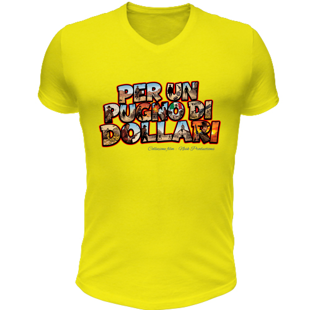 T-Shirt Unisex Scollo V Linea pugno di dollari