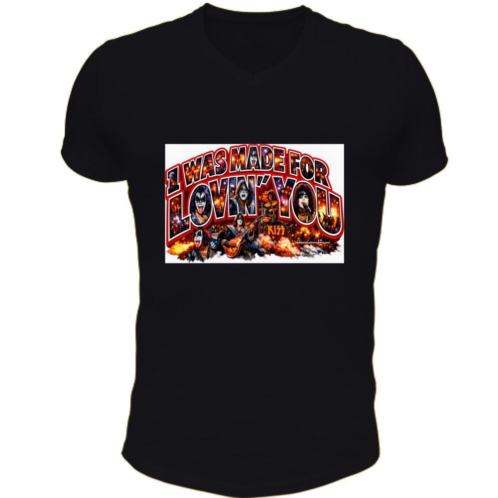 T-Shirt Unisex Scollo V linea i was made for lovin you 1A