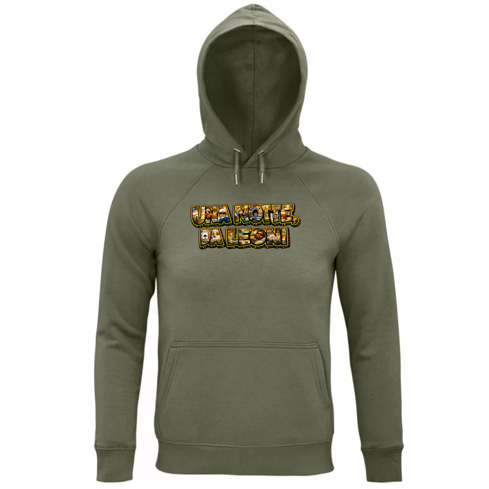 Felpa Organica Unisex Cappuccio Maglietta una Notte da Leoni
