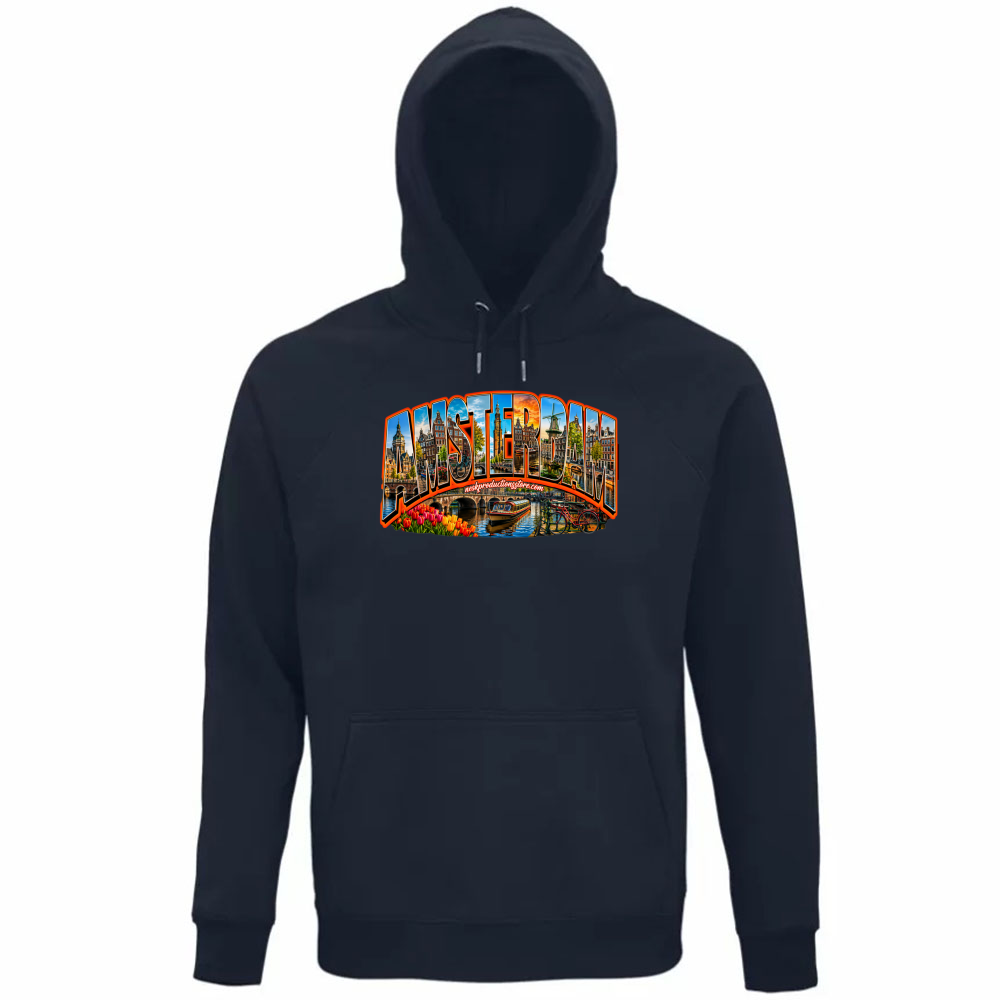 Felpa Organica Unisex Cappuccio linea amsterdam