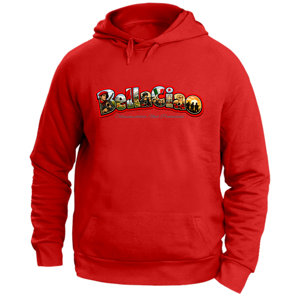 Felpa con Cappuccio Unisex Large linea bella ciao