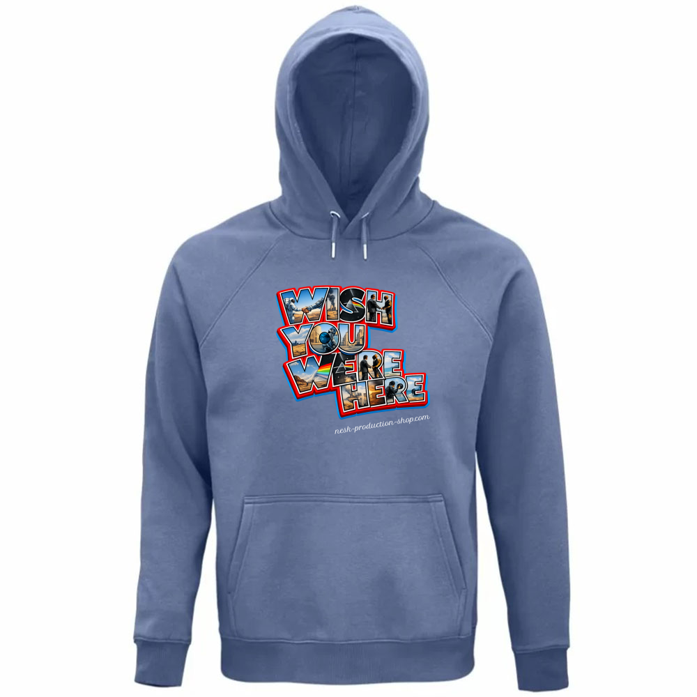 Felpa Organica Unisex Cappuccio linea wish you were here