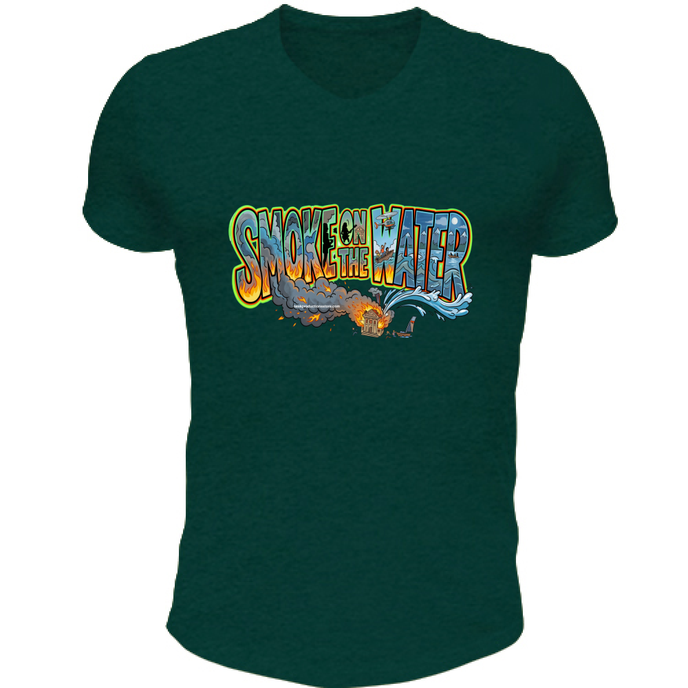 T-Shirt Unisex Scollo V linea smoke on the water A