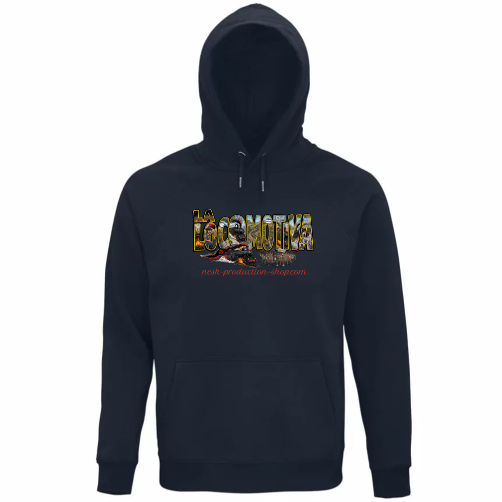 Felpa Organica Unisex Cappuccio linea la locomotiva