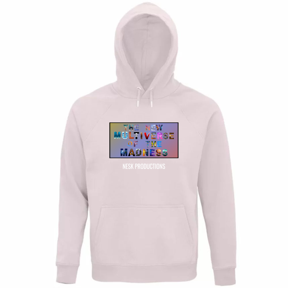 Felpa Organica Unisex Cappuccio T-Shirt del Multiverso con Sfondo a Colori