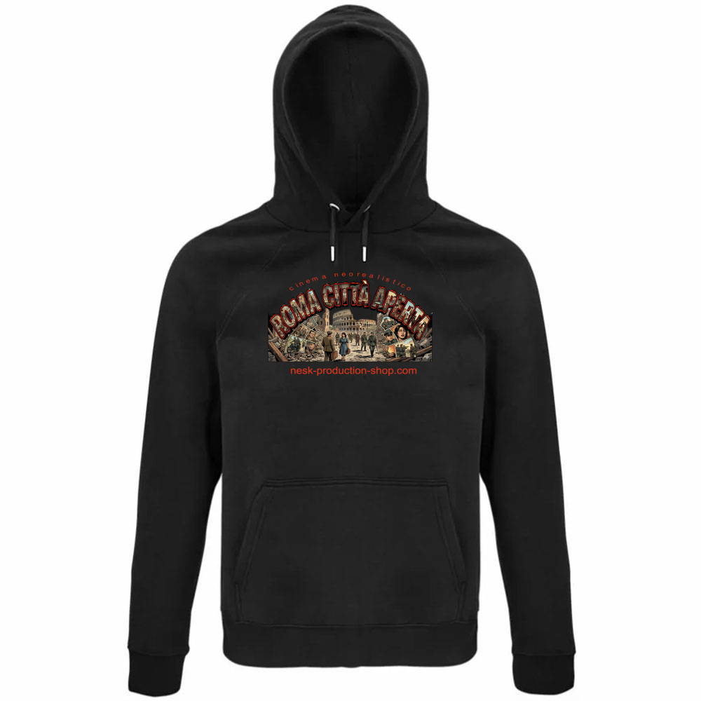 Felpa Organica Unisex Cappuccio linea roma città aperta