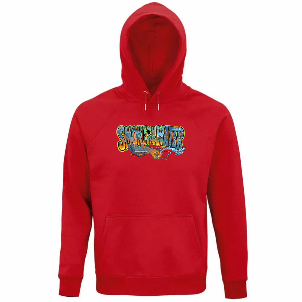 Felpa Organica Unisex Cappuccio linea smoke on the water A