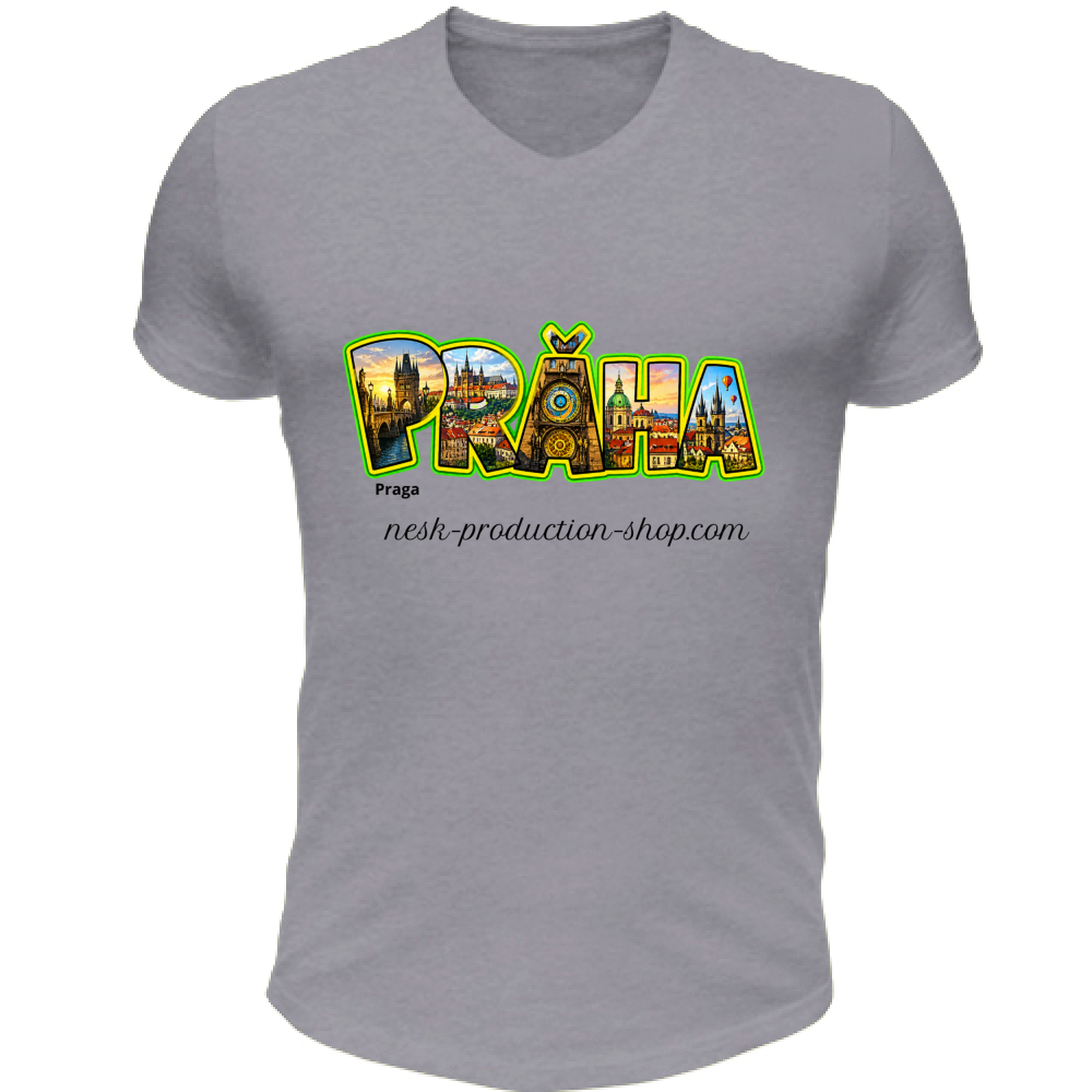 T-Shirt Unisex Scollo V linea praga