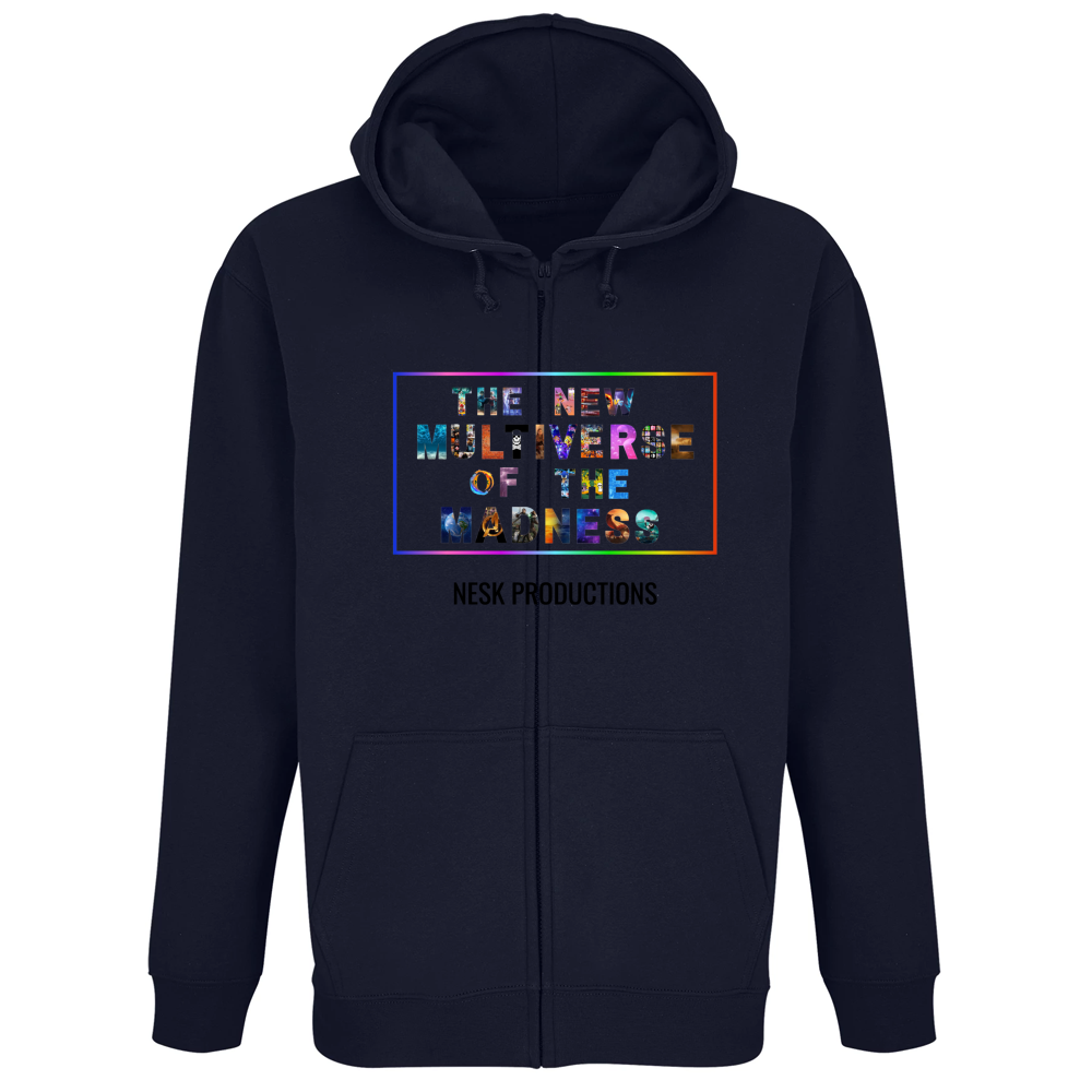 Felpa Premium Cappuccio Zip T-Shirt of Multiverse a Sfondo Bianco
