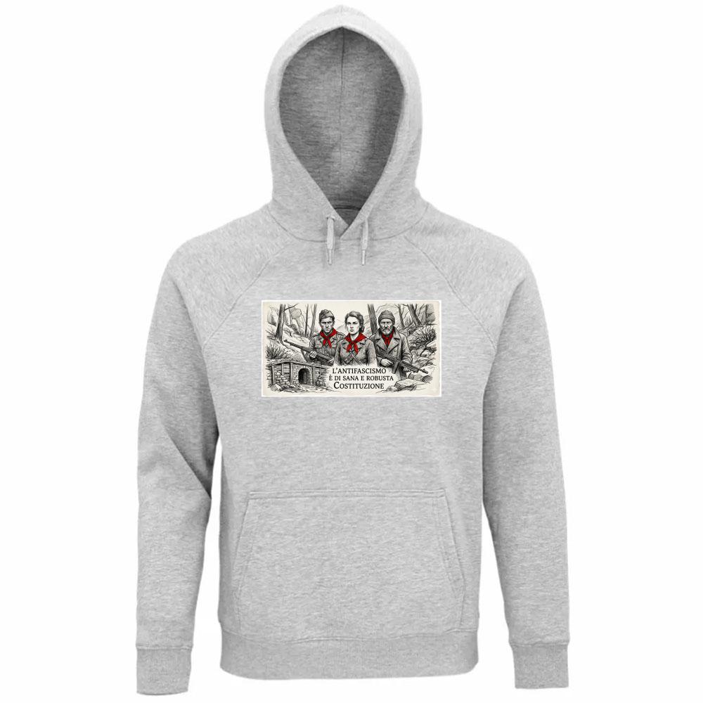 Felpa Organica Unisex Cappuccio linea antifa
