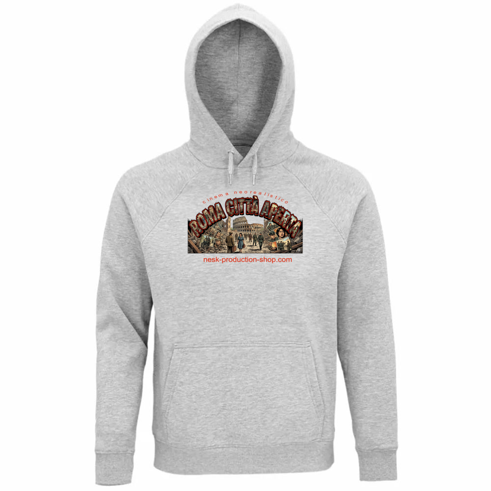 Felpa Organica Unisex Cappuccio linea roma città aperta