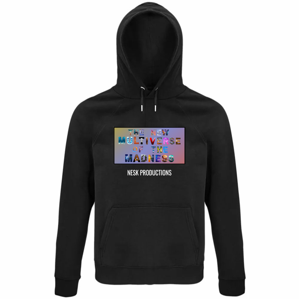 Felpa Organica Unisex Cappuccio T-Shirt del Multiverso con Sfondo a Colori