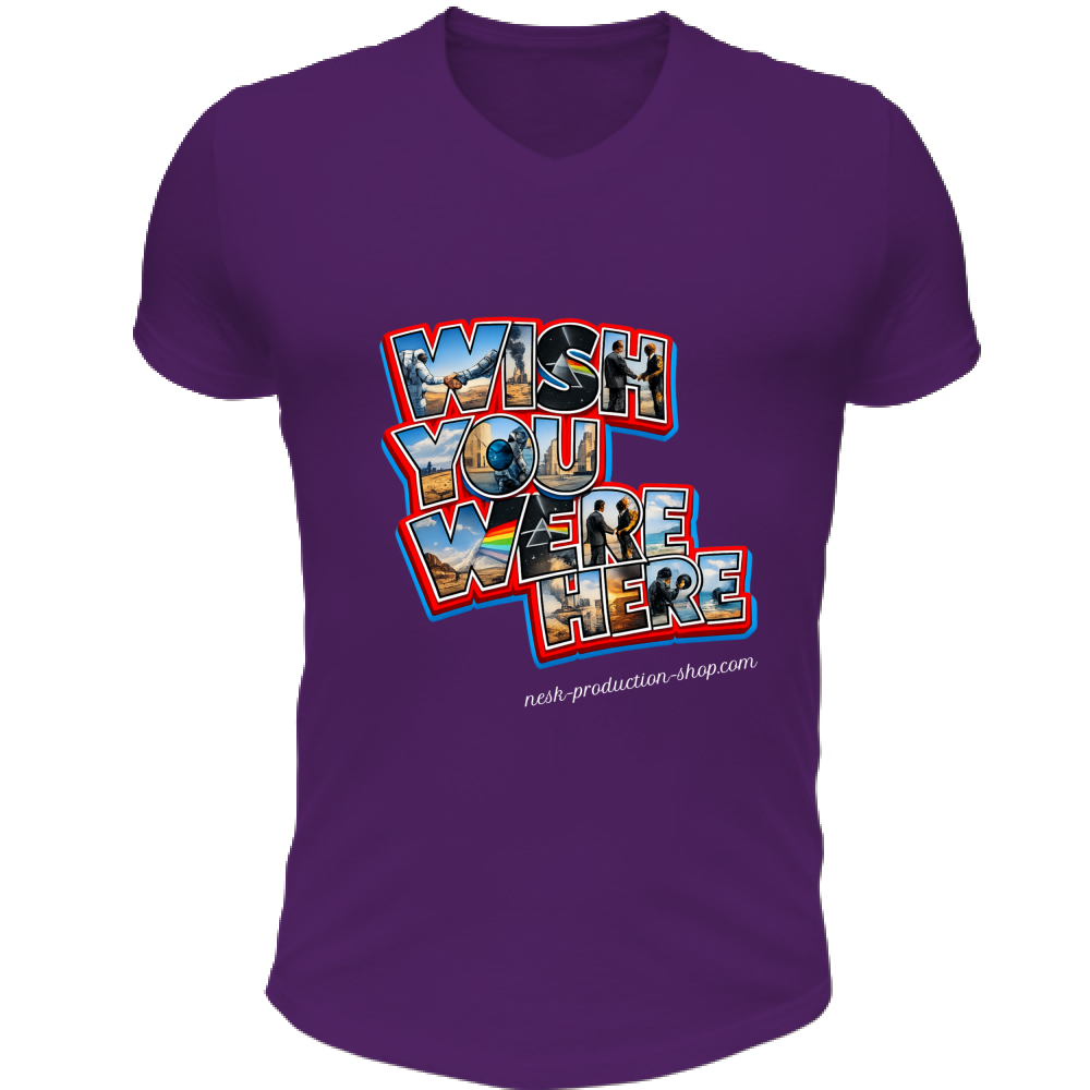 T-Shirt Unisex Scollo V linea wish you were here