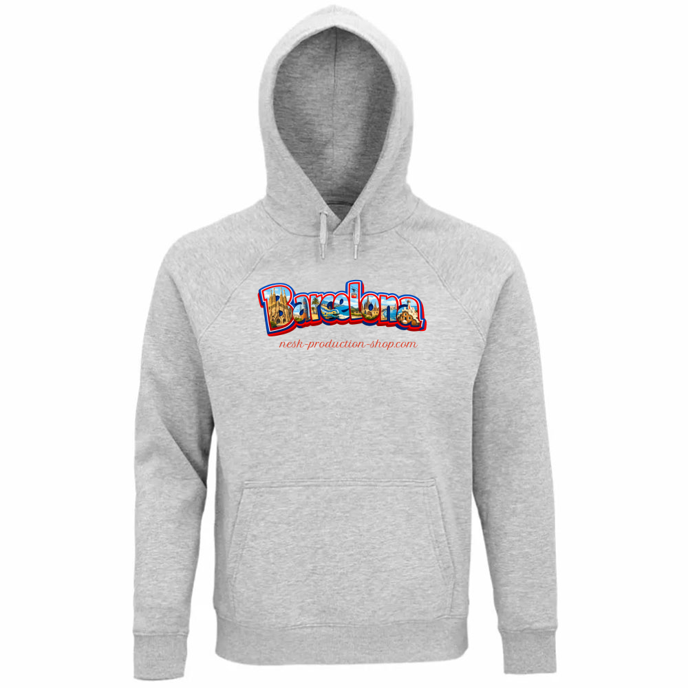 Felpa Organica Unisex Cappuccio linea Barcellona