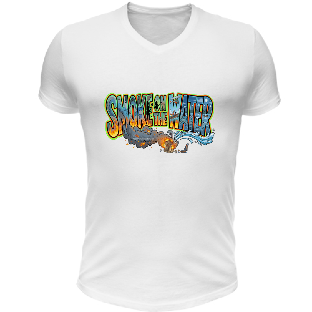 T-Shirt Unisex Scollo V linea smoke on the water A