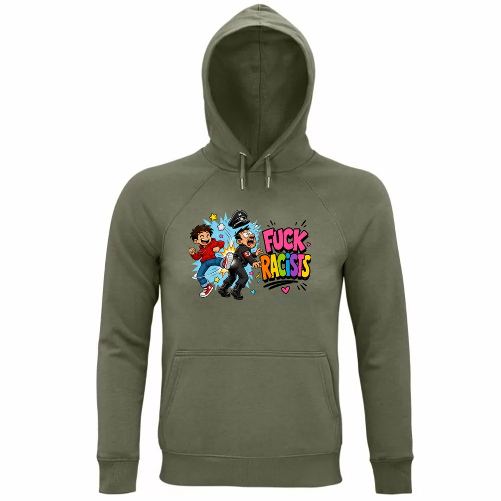 Felpa Organica Unisex Cappuccio linea fuckracists