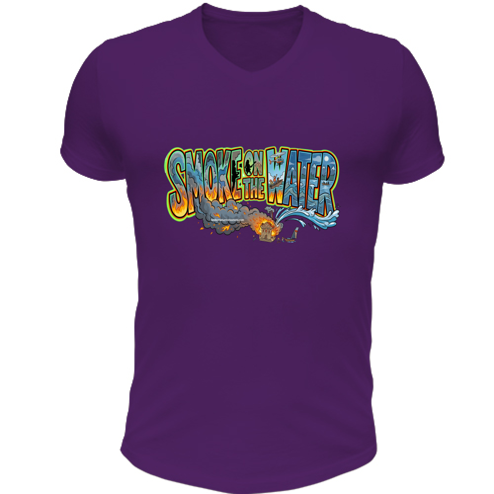 T-Shirt Unisex Scollo V linea smoke on the water A