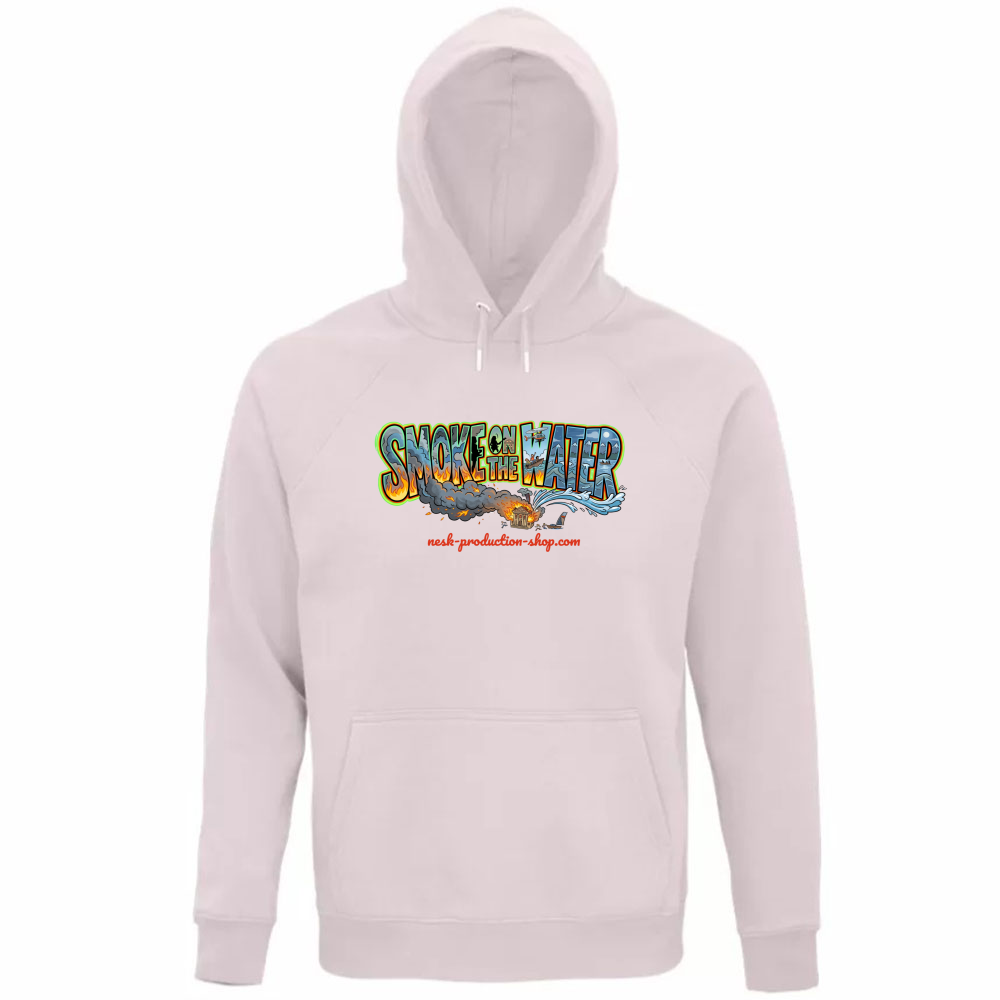 Felpa Organica Unisex Cappuccio linea smoke on the water