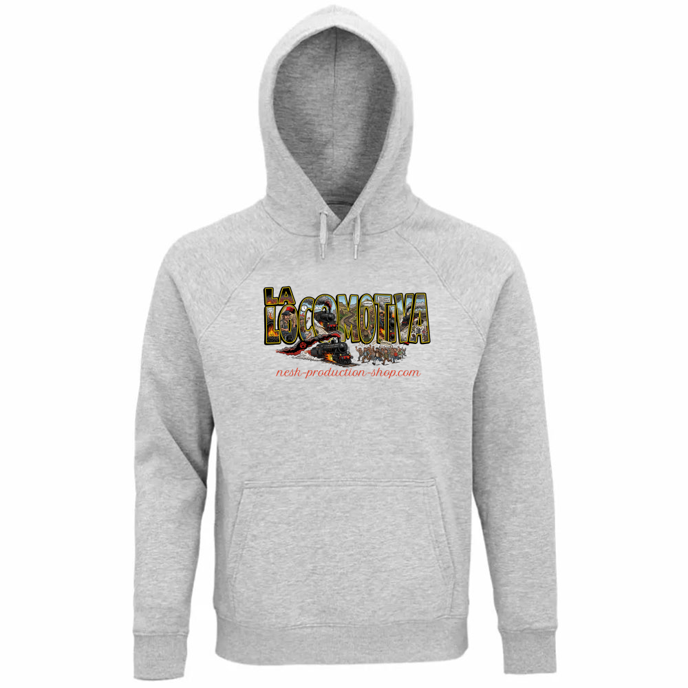 Felpa Organica Unisex Cappuccio linea la locomotiva