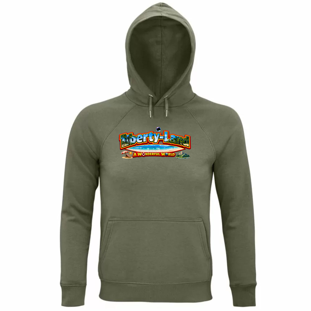 Felpa Organica Unisex Cappuccio Maglietta Verso un Mondo Migliore e Oltre