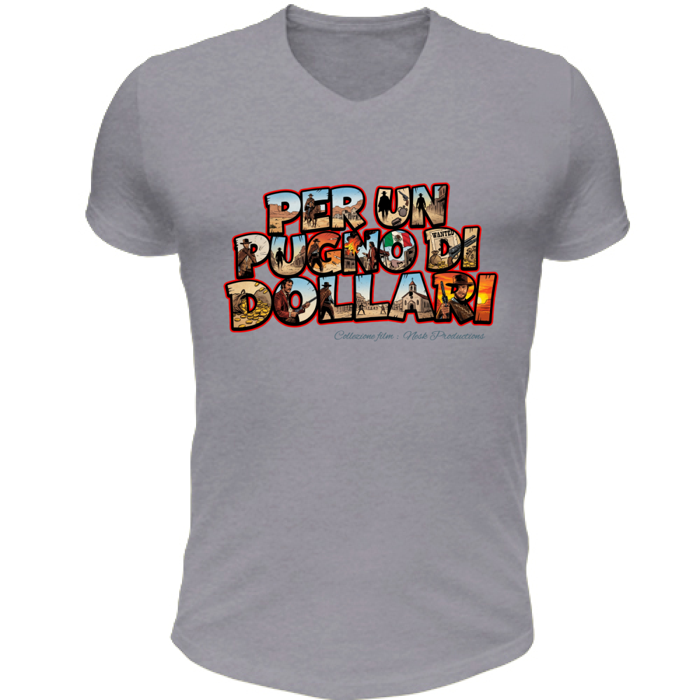 T-Shirt Unisex Scollo V Linea pugno di dollari