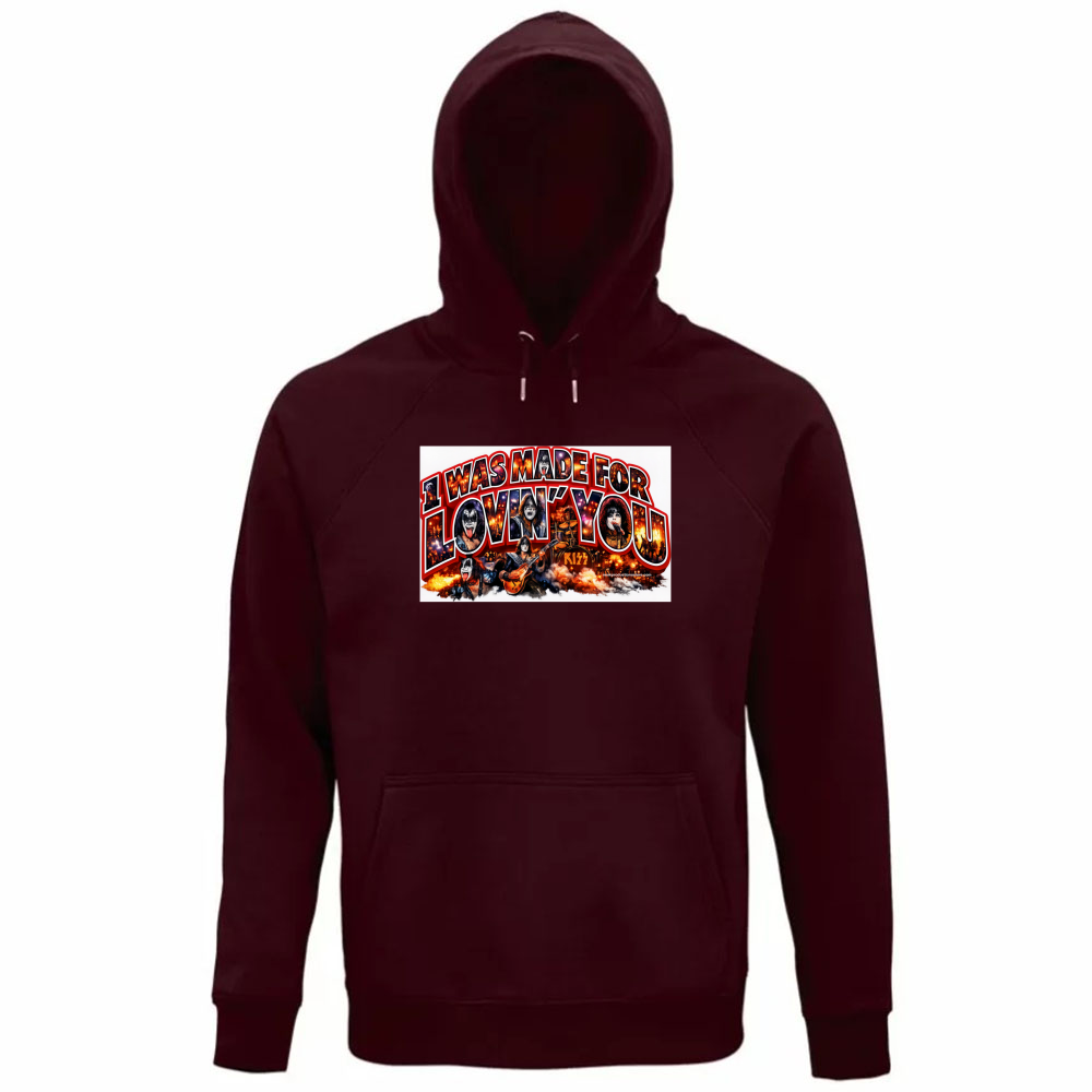 Felpa Organica Unisex Cappuccio linea i was made for lovin you 1A