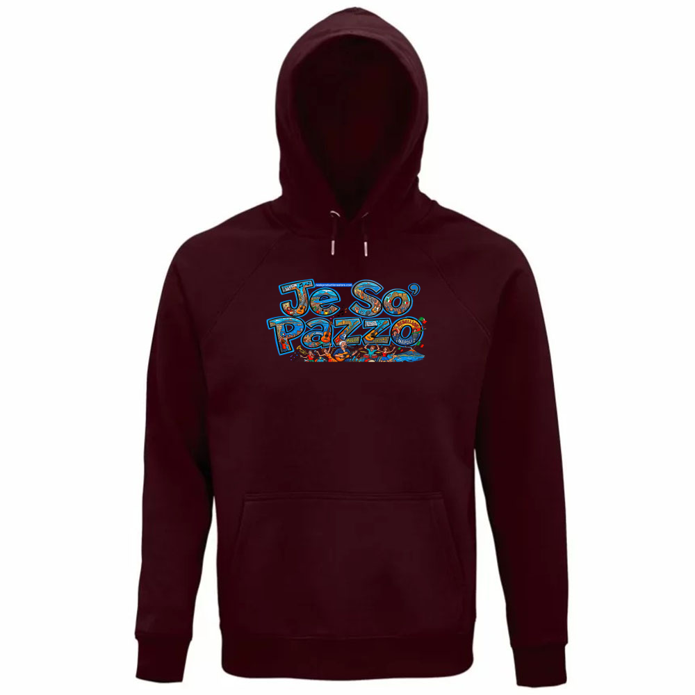 Felpa Organica Unisex Cappuccio linea je so pazzo A