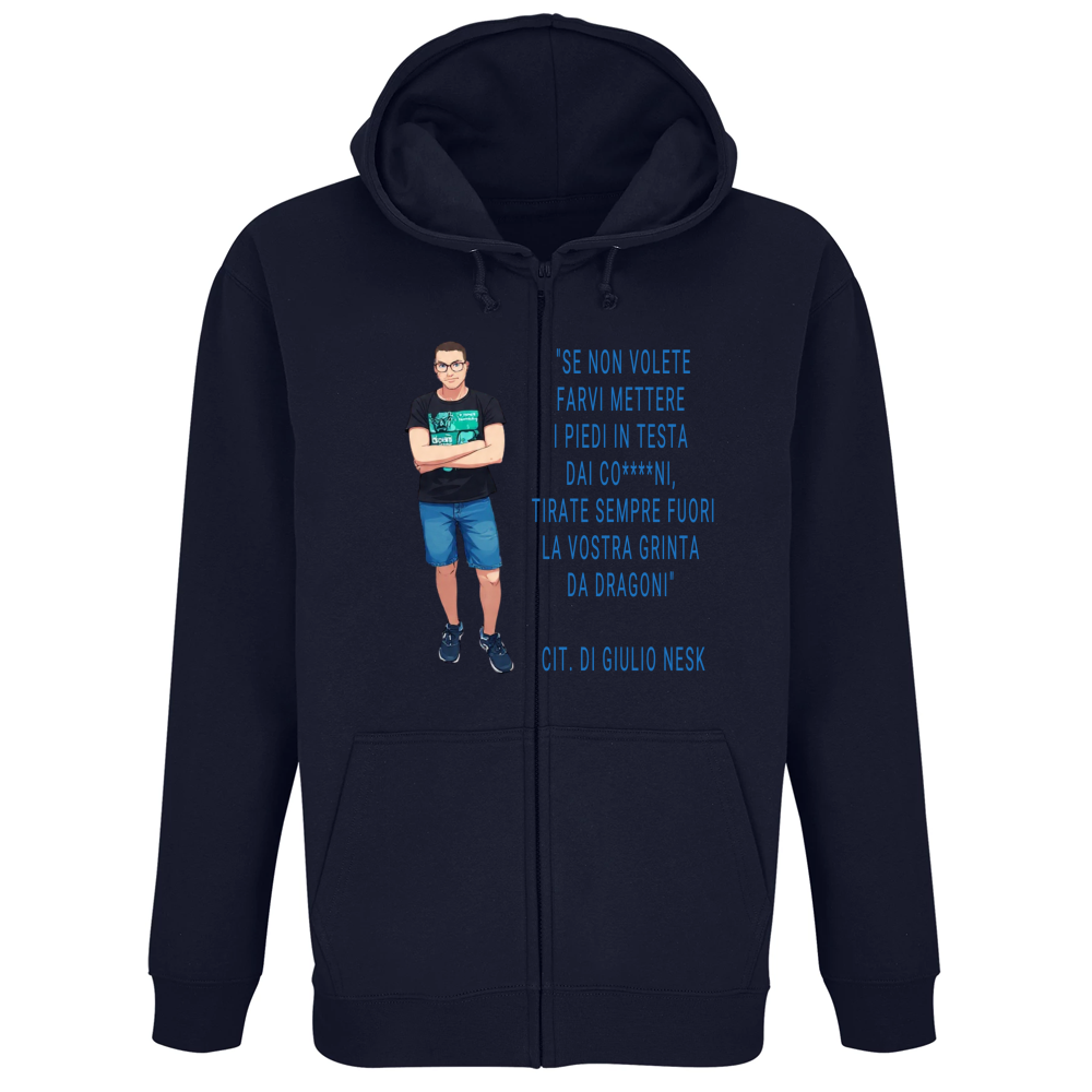Felpa Premium Cappuccio Zip T-Shirt con una Frase Motivazionale