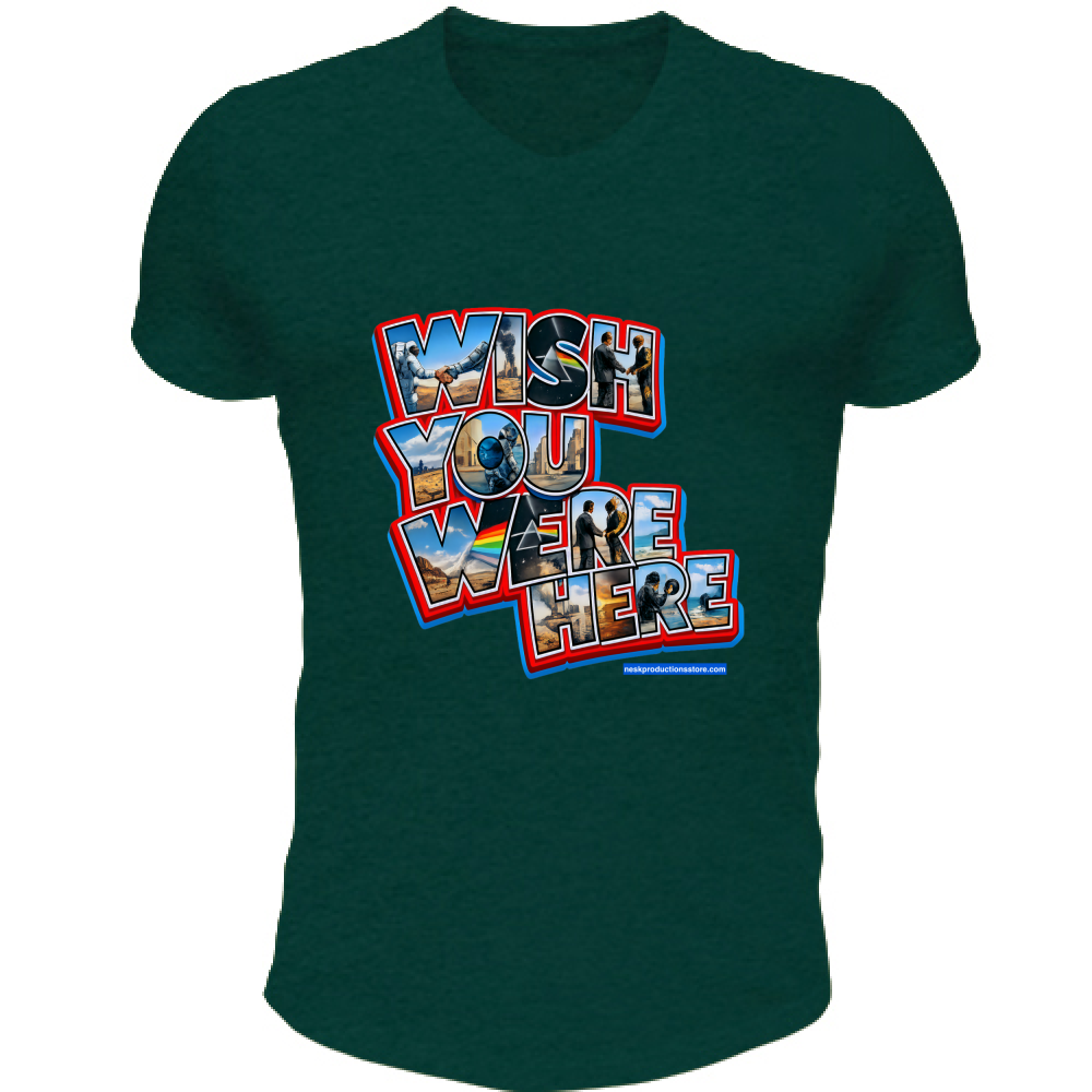 T-Shirt Unisex Scollo V linea wish you were here A