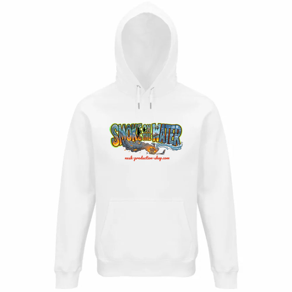 Felpa Organica Unisex Cappuccio linea smoke on the water