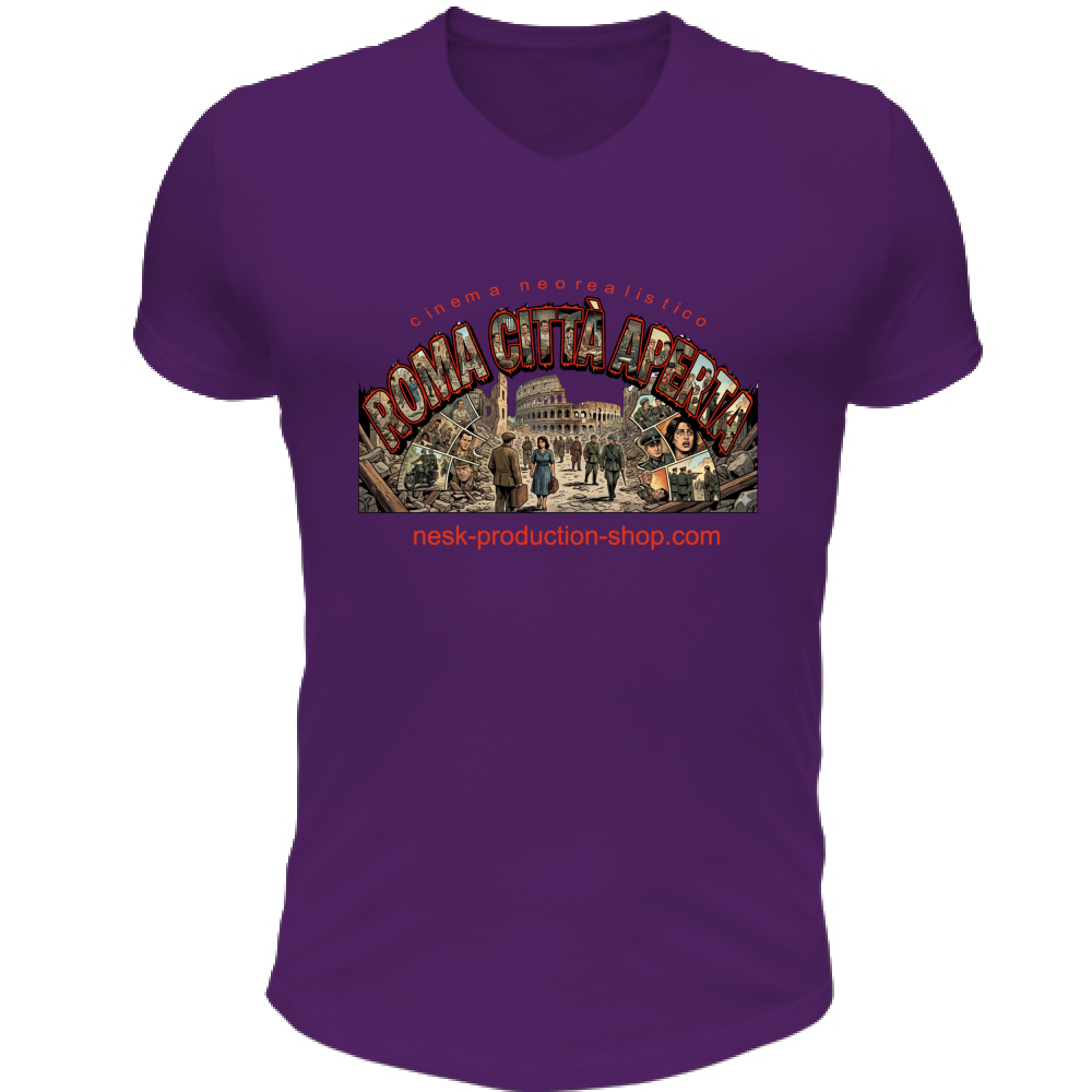T-Shirt Unisex Scollo V linea roma città aperta