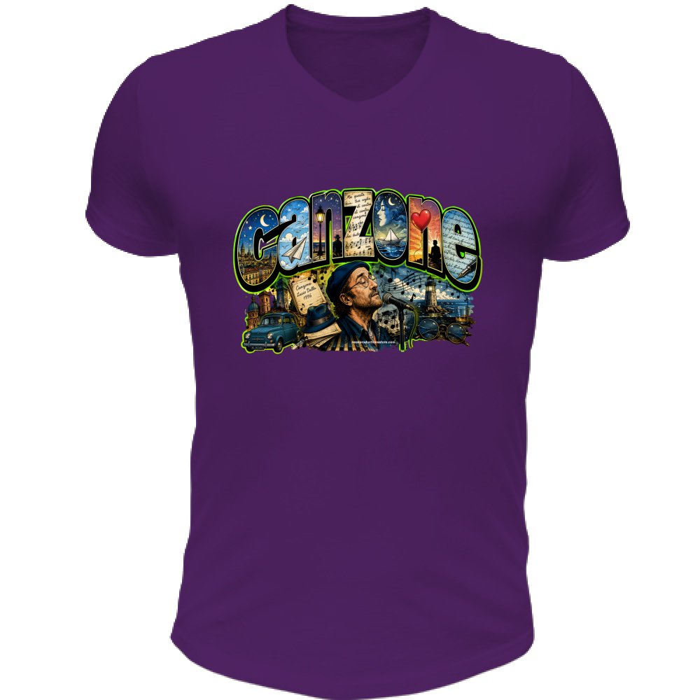 T-Shirt Unisex Scollo V linea Canzone Dalla