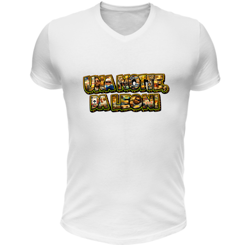 T-Shirt Unisex Scollo V Maglietta una Notte da Leoni