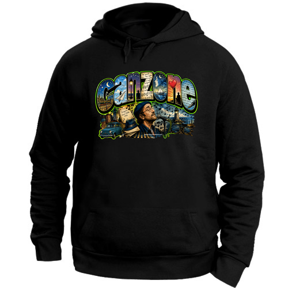 Felpa con Cappuccio Unisex Large linea Canzone Dalla
