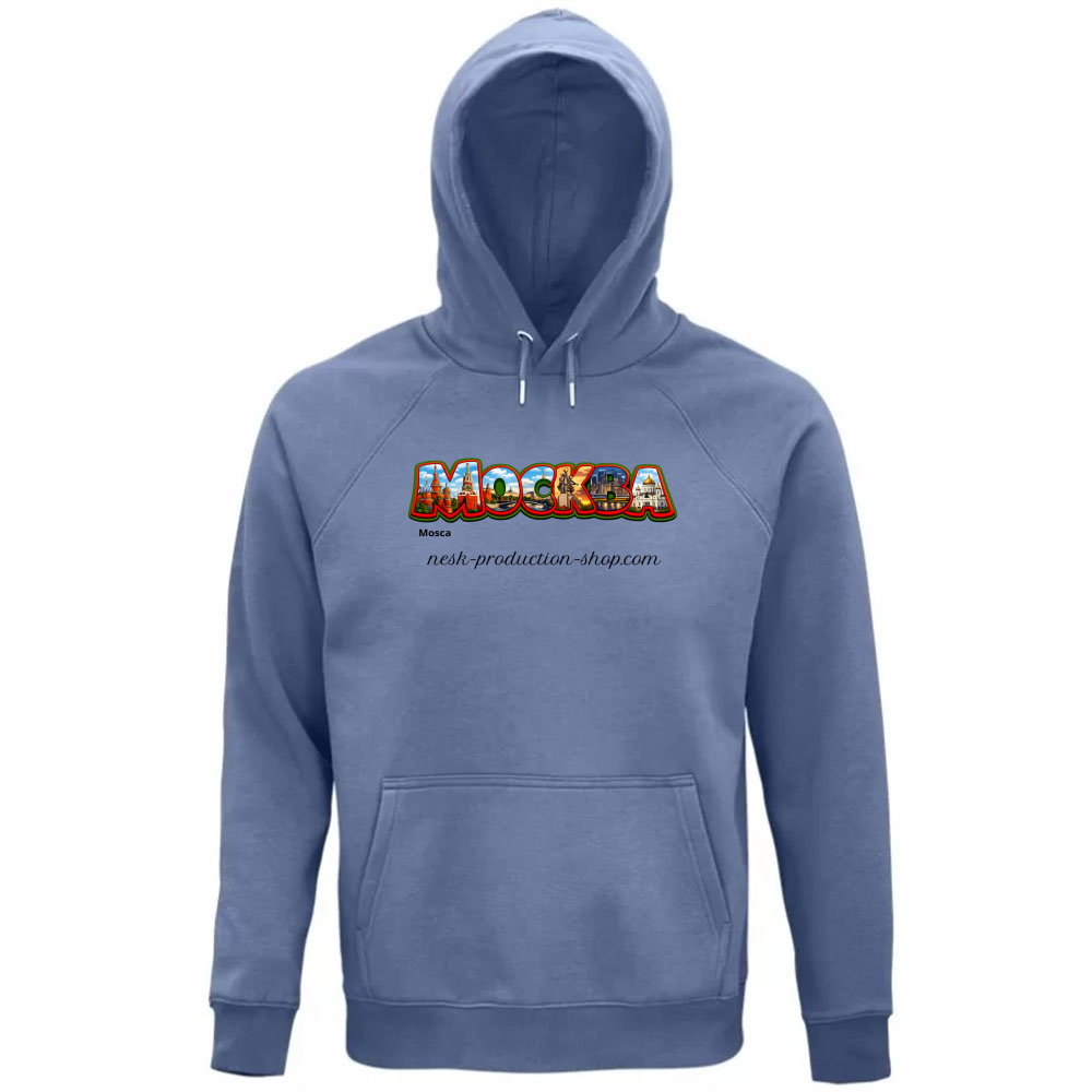 Felpa Organica Unisex Cappuccio linea mosca