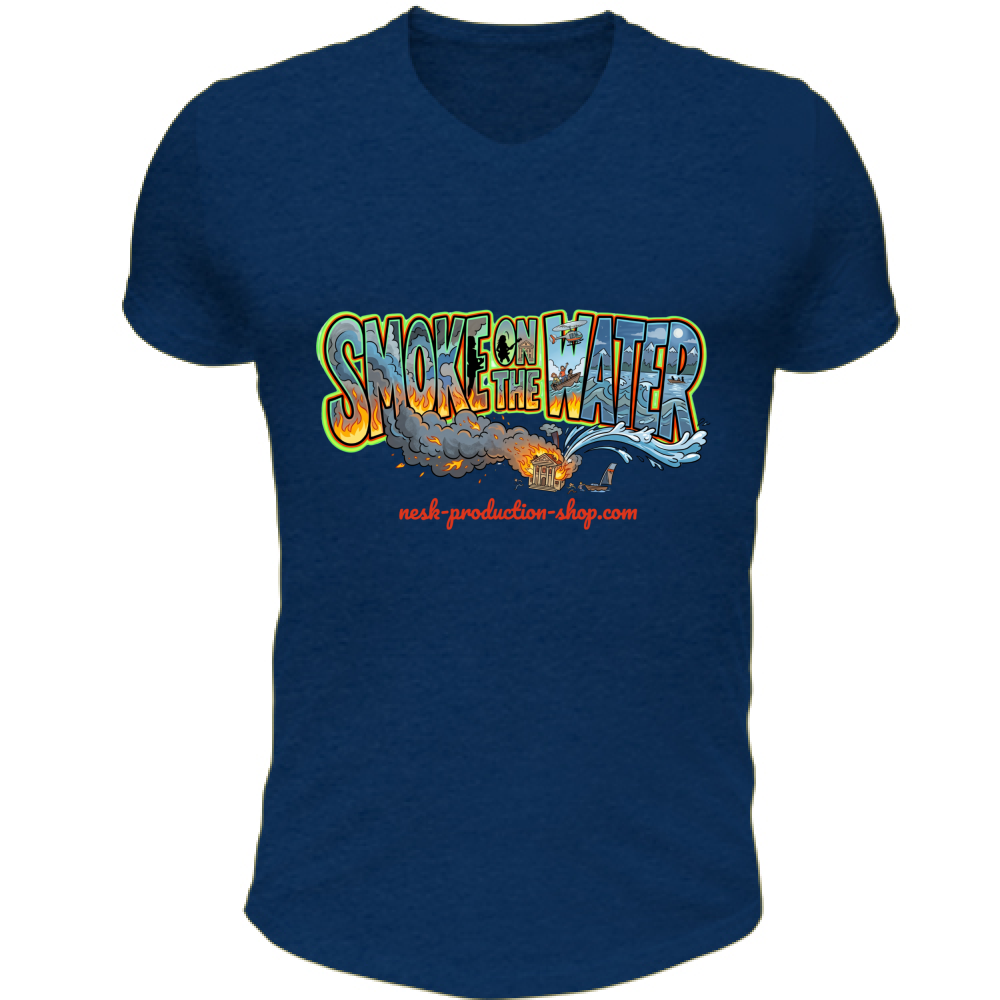 T-Shirt Unisex Scollo V linea smoke on the water
