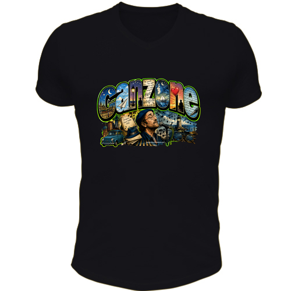 T-Shirt Unisex Scollo V linea Canzone Dalla