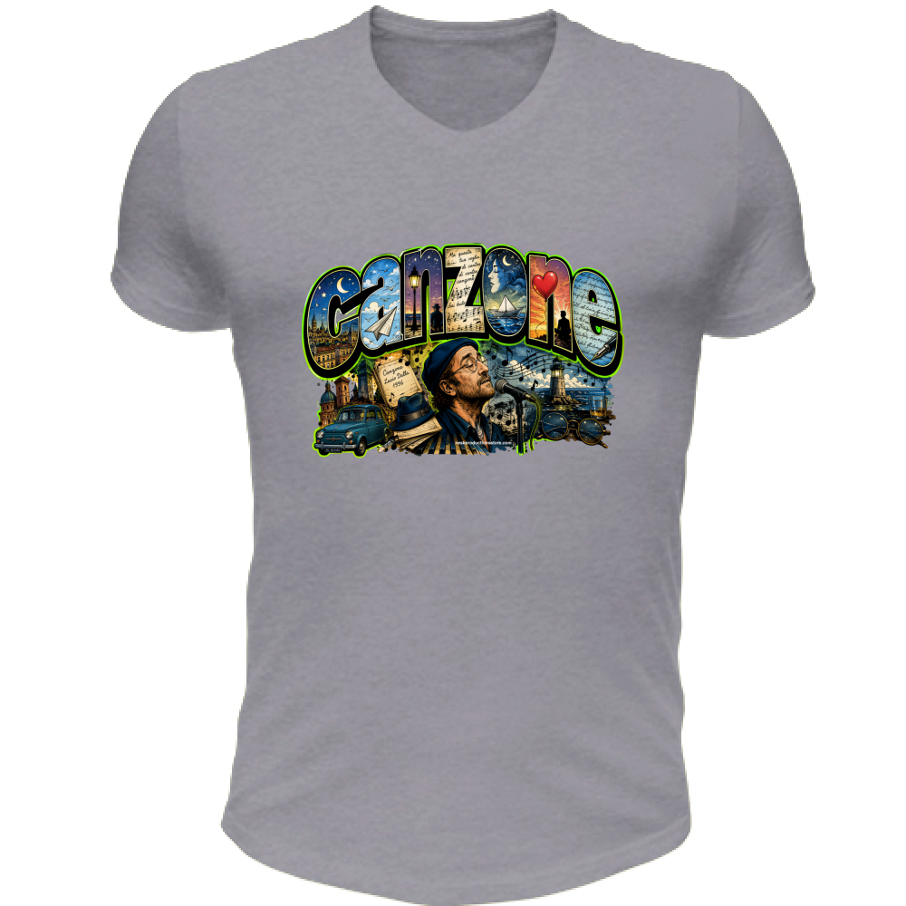 T-Shirt Unisex Scollo V linea Canzone Dalla
