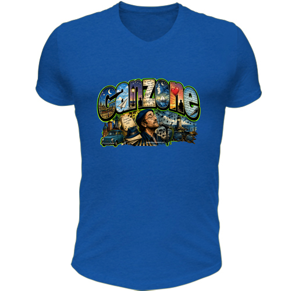 T-Shirt Unisex Scollo V linea Canzone Dalla