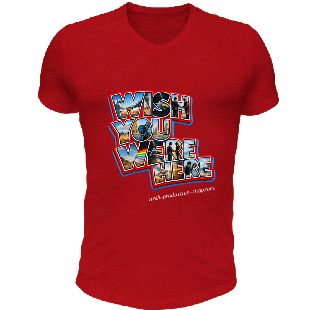 T-Shirt Unisex Scollo V linea wish you were here