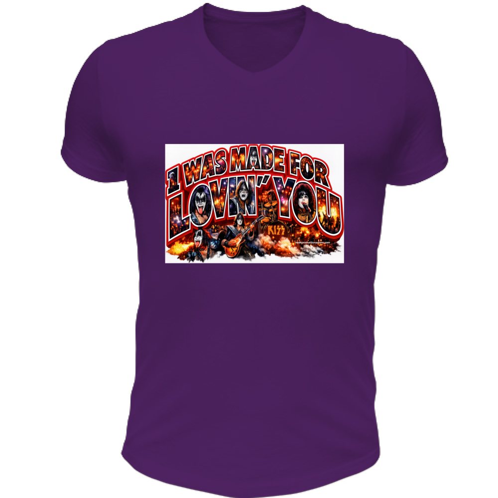 T-Shirt Unisex Scollo V linea i was made for lovin you 1A