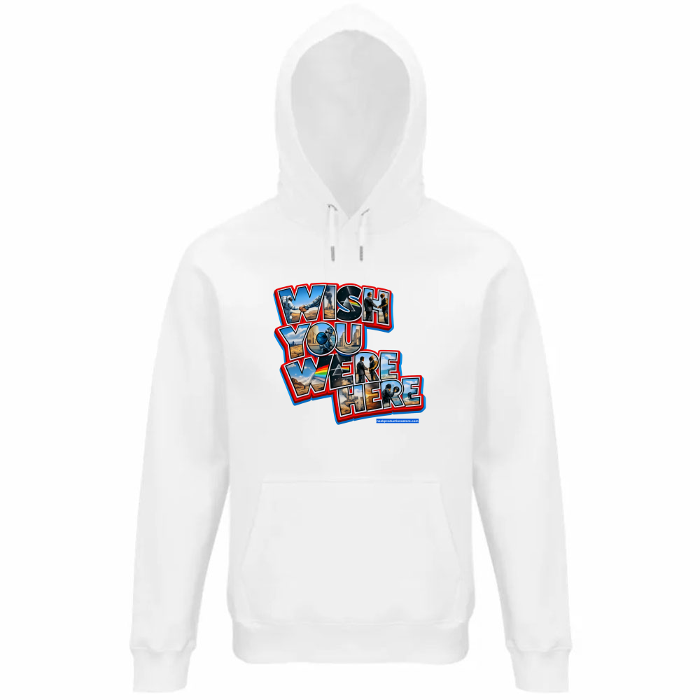Felpa Organica Unisex Cappuccio linea wish you were here A