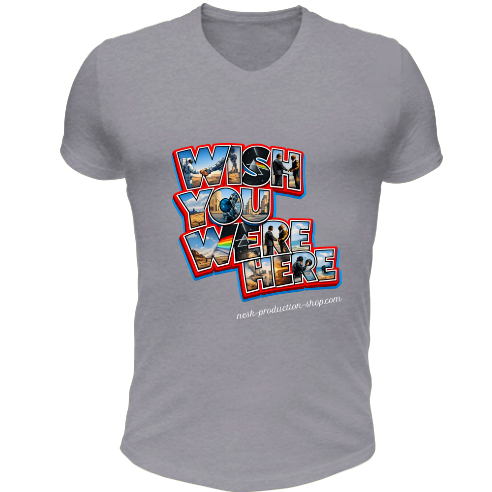 T-Shirt Unisex Scollo V linea wish you were here