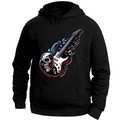 Felpa con Cappuccio Unisex Large linea chitarra rock