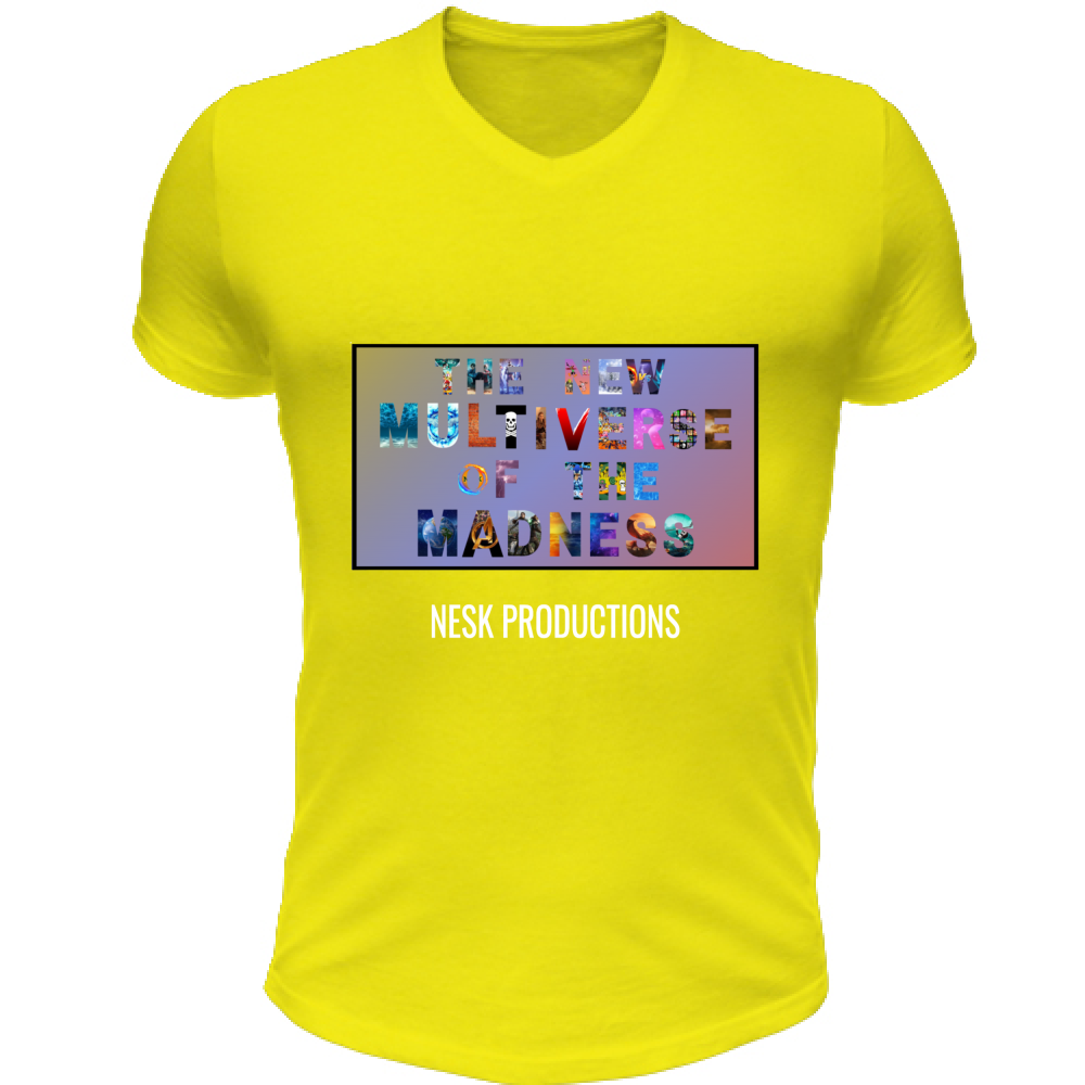 T-Shirt Unisex Scollo V T-Shirt del Multiverso con Sfondo a Colori