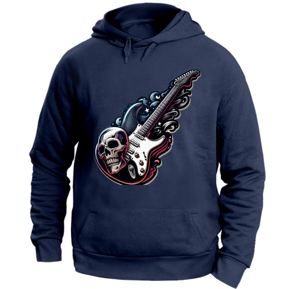 Felpa con Cappuccio Unisex Large linea chitarra rock